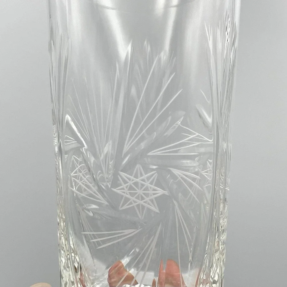 Vintage 1980s Cut Crystal Starburst Fan Highball Glasses Set‎ of 3